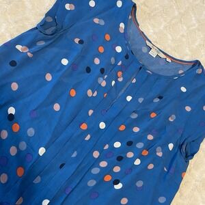 Boden Blue‎ Polka Dot Colorful Shortsleeved Blouse Shirt Top Size 4 Professional